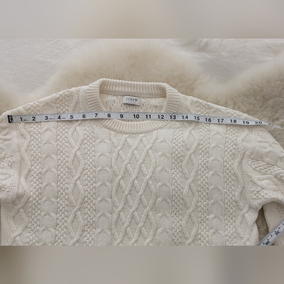 J.Crew Medium Cotton Cable Knit Sweater - Cream - Picture 8 of 9